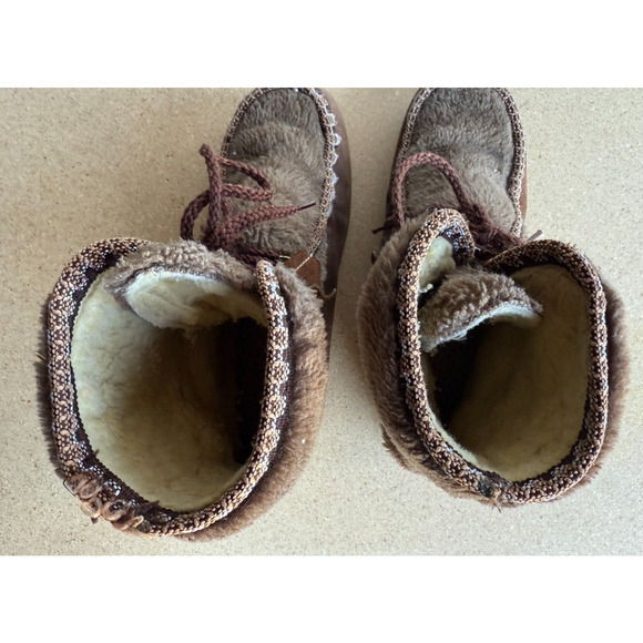Rare Vintage Leather Upper Winter Boots Faux Fur Sherpa Lined Women’s Sz 10 - Picture 5 of 7